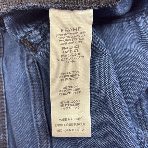 Frame Le Crop High Rise Flare Raw Hem Jeans Fiona Dark Washed Denim 32 - Picture 9 of 11